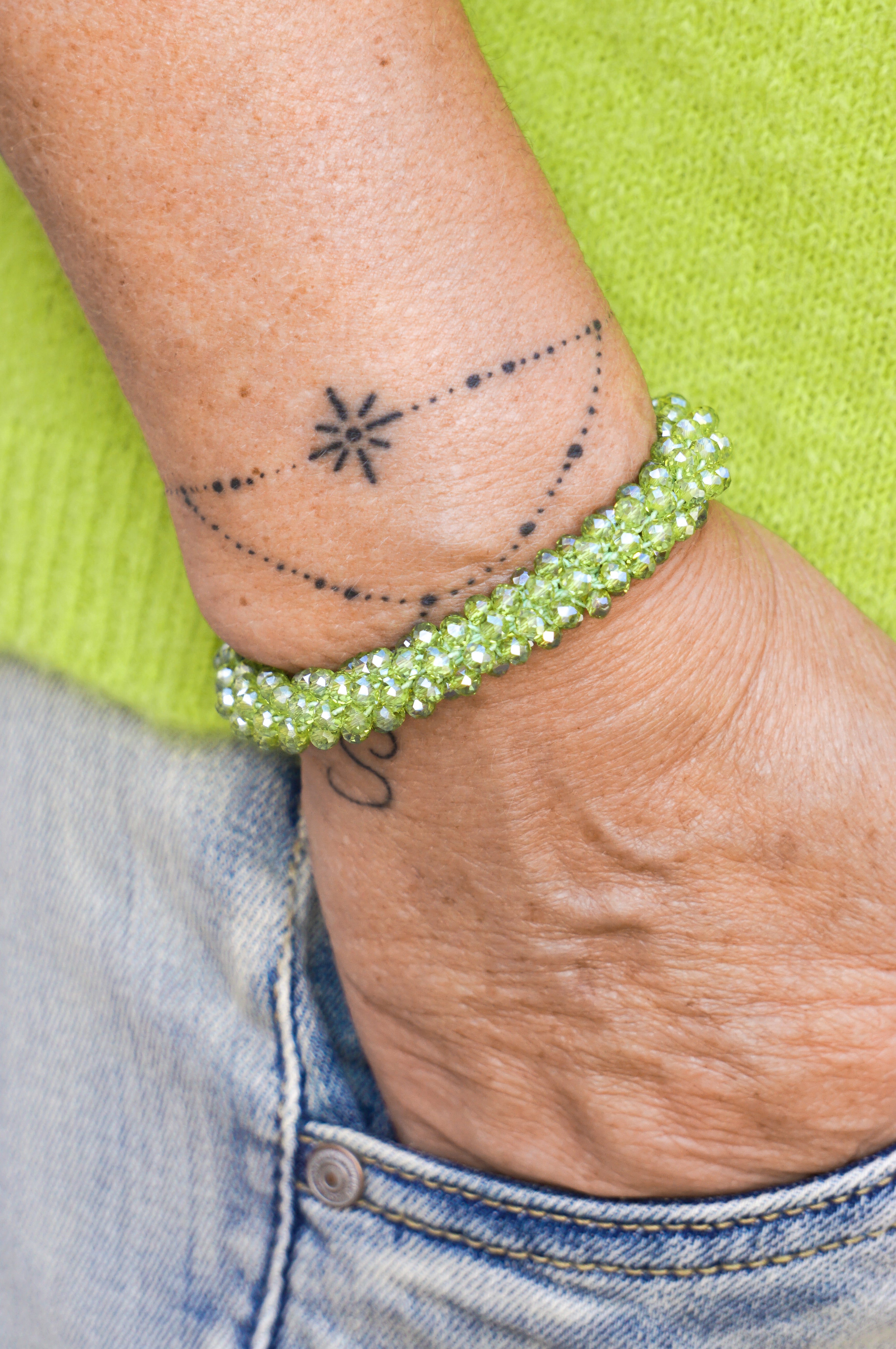 Perlenarmband, limettengrün