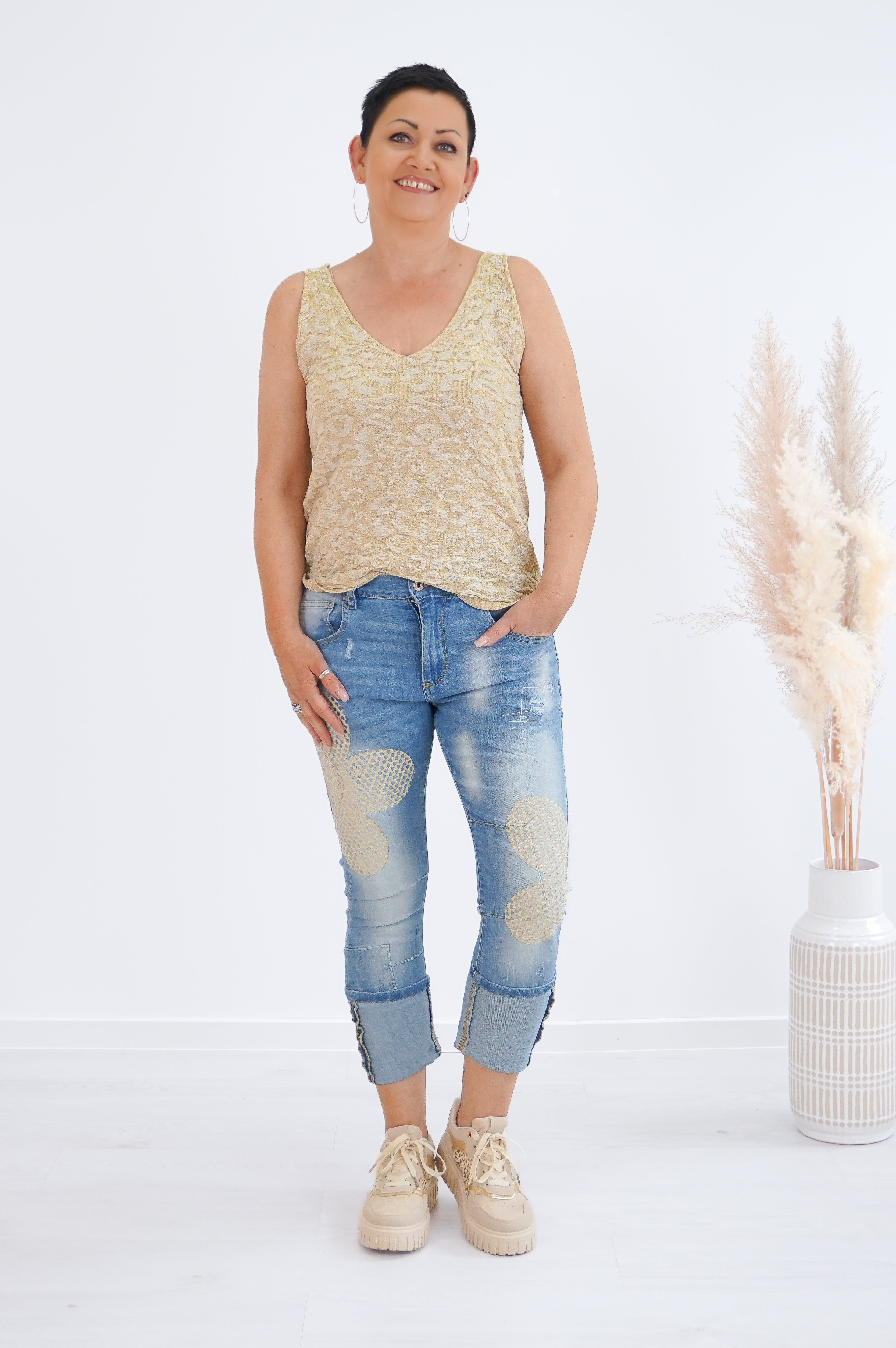 Sexy Woman Jeans "golden Flower"