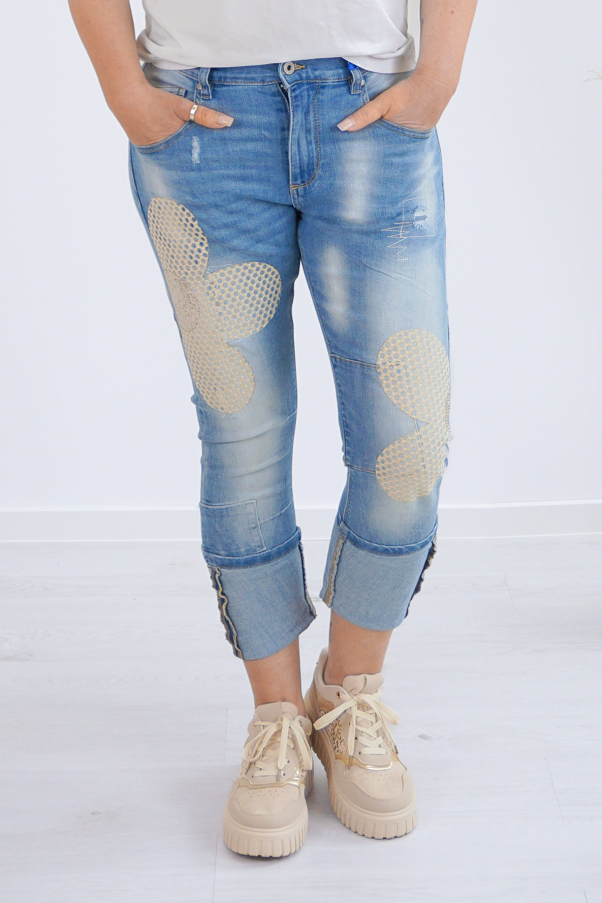 Sexy Woman Jeans "golden Flower"