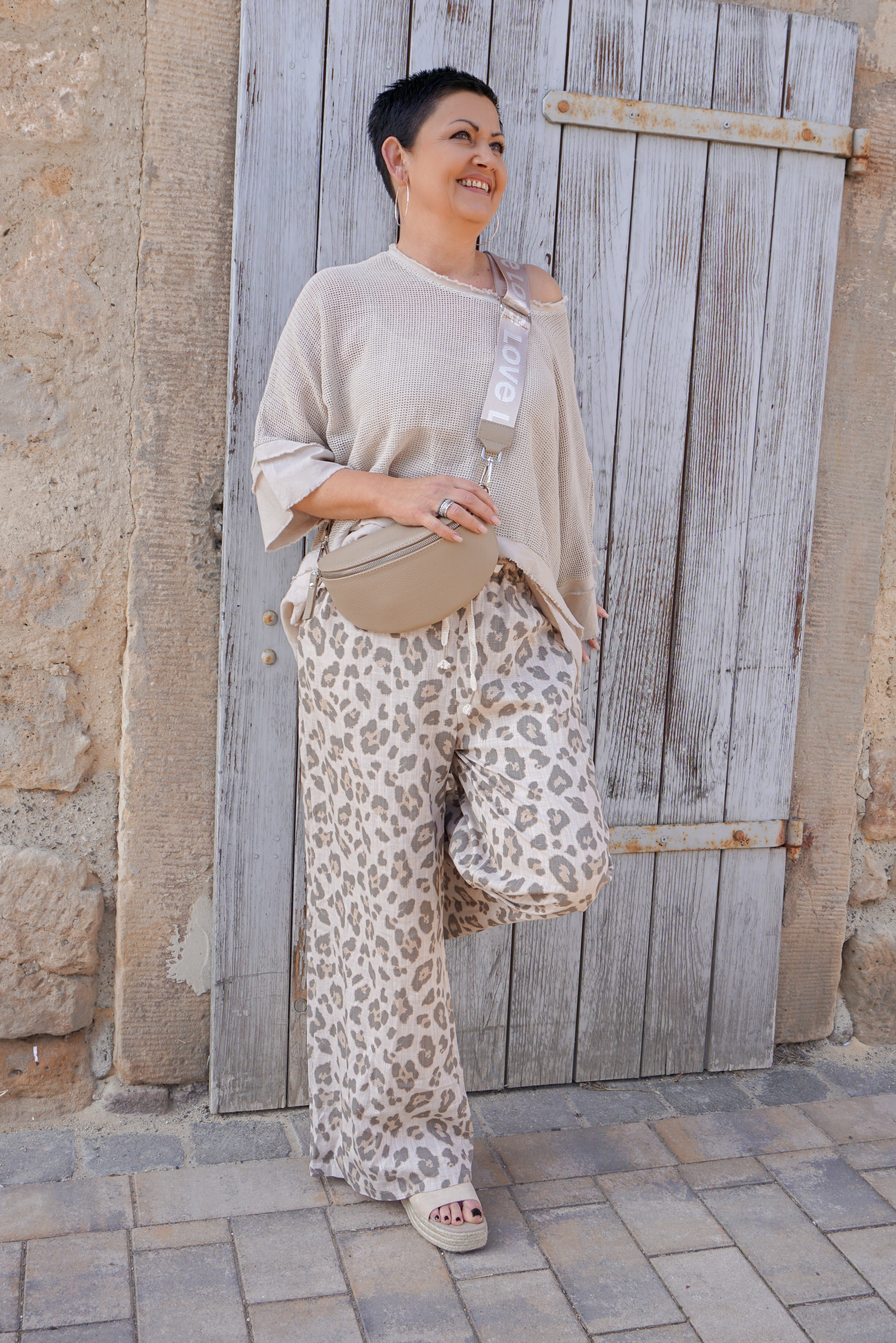 Häkelshirt mit passendem Top, beige