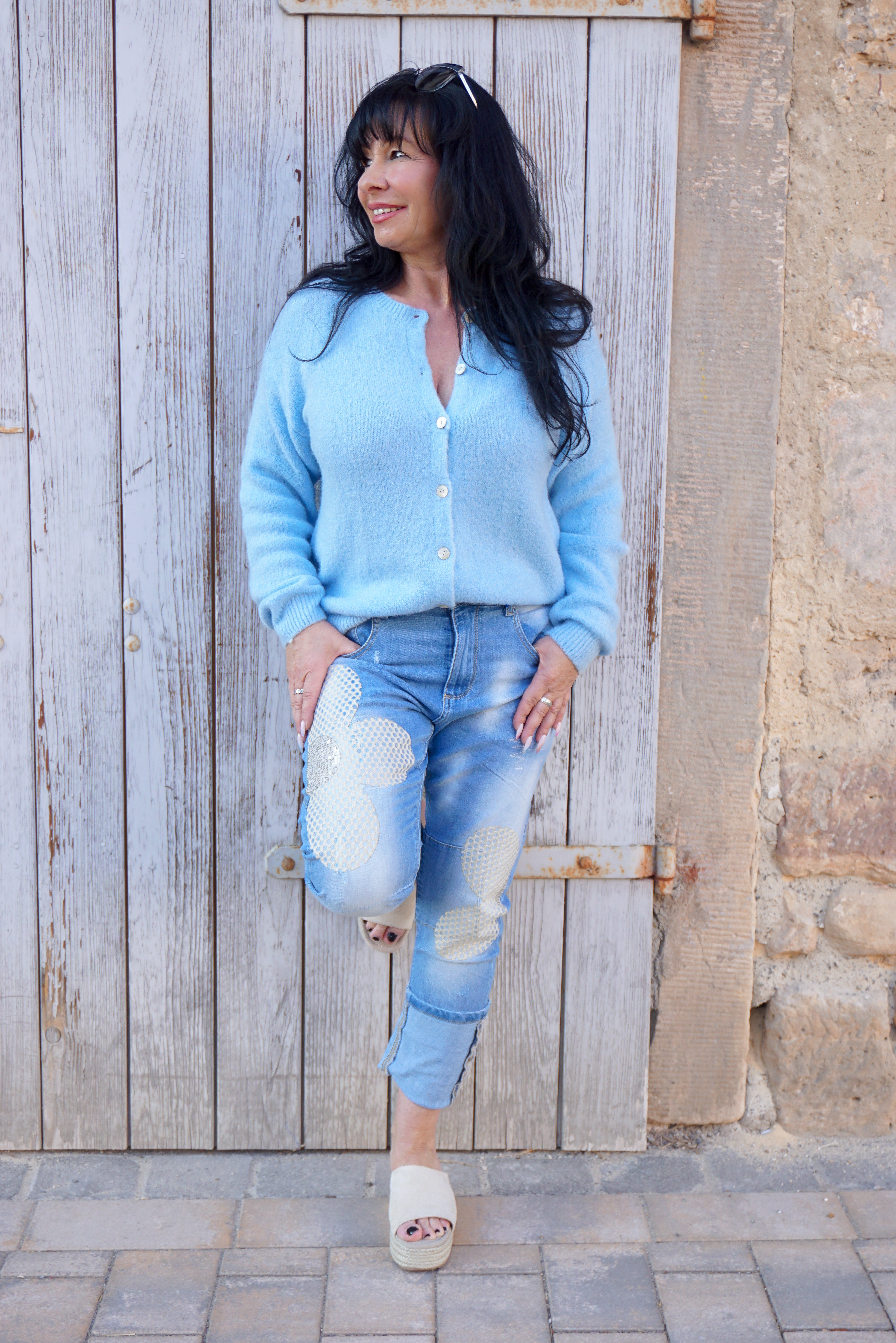 Zweite Wahl - Kurze Strickjacke, hellblau - Vom Umtausch ausgeschlossen