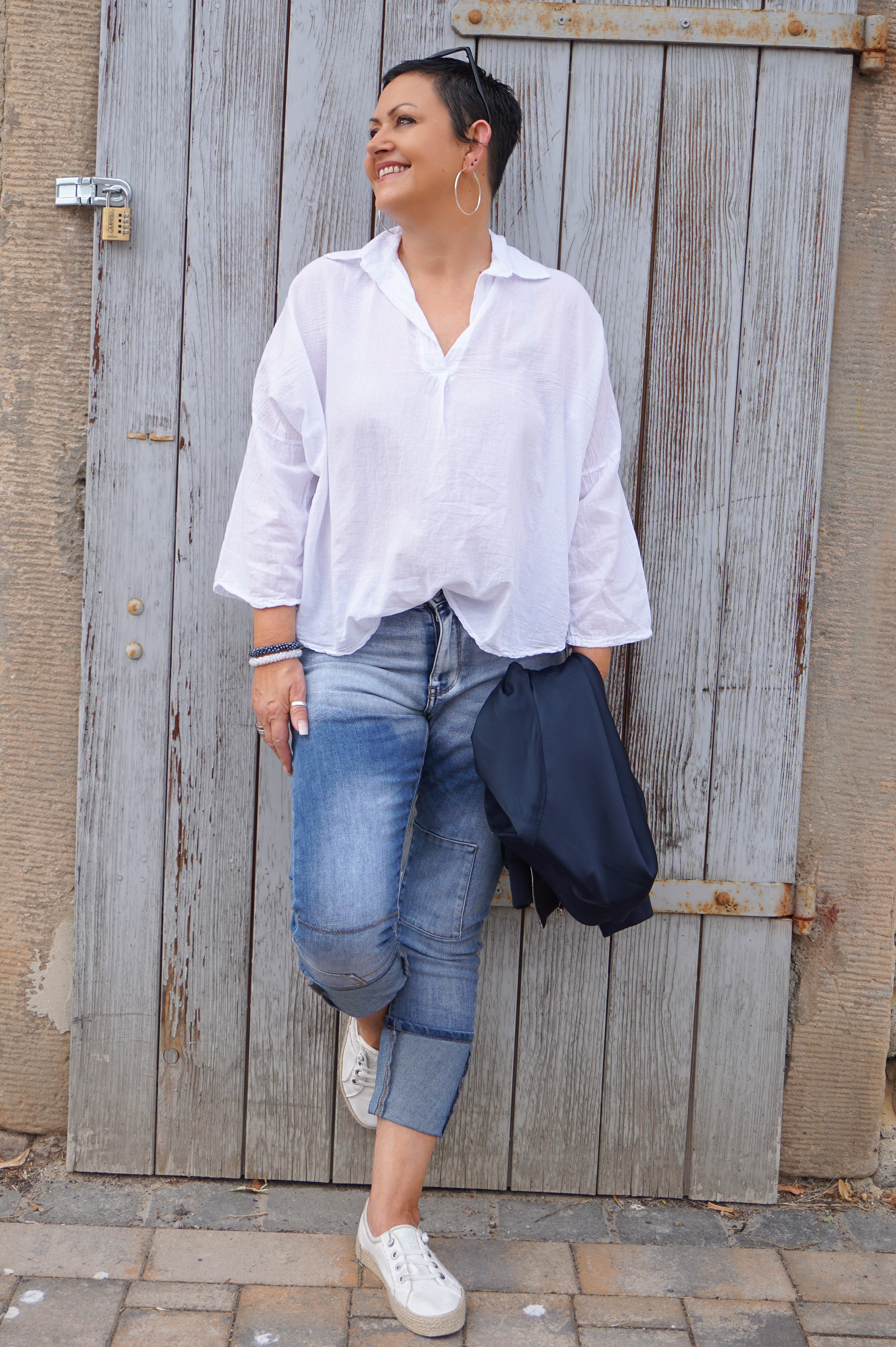 Leichte Basic Bluse, weiß