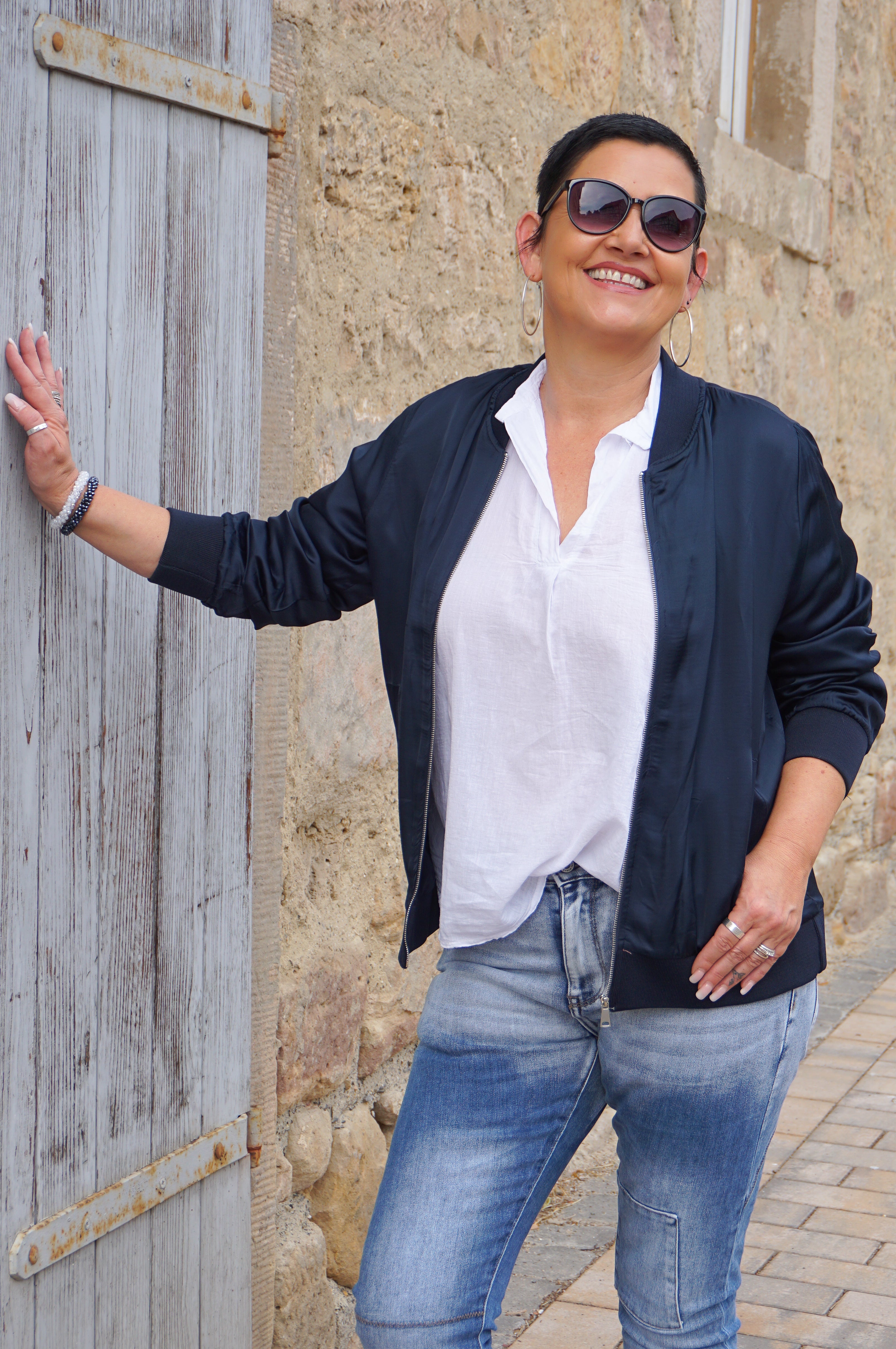 Blousonjacke mit Seide, dunkelblau