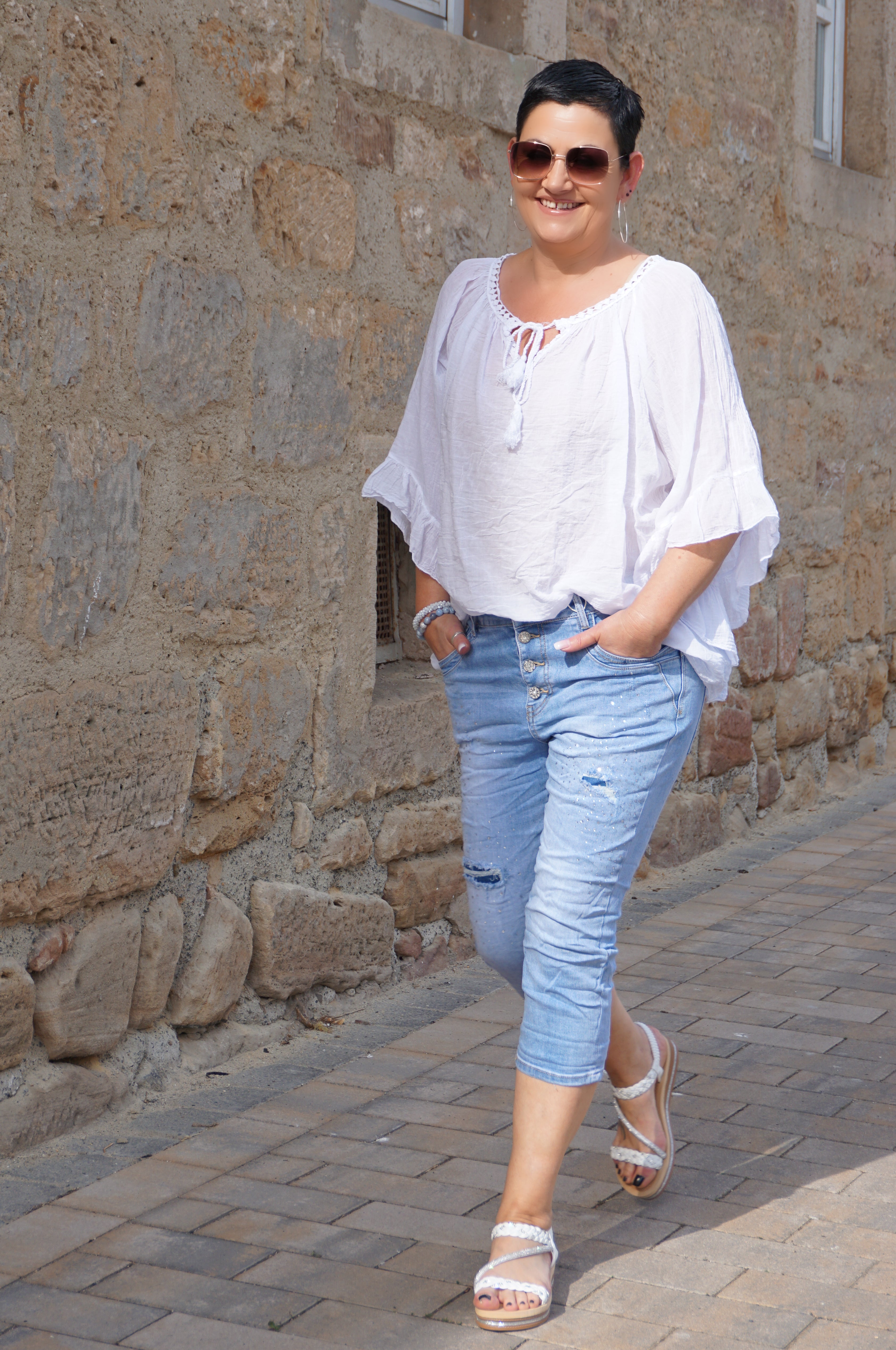 Jewelly Caprijeans "sparkle"