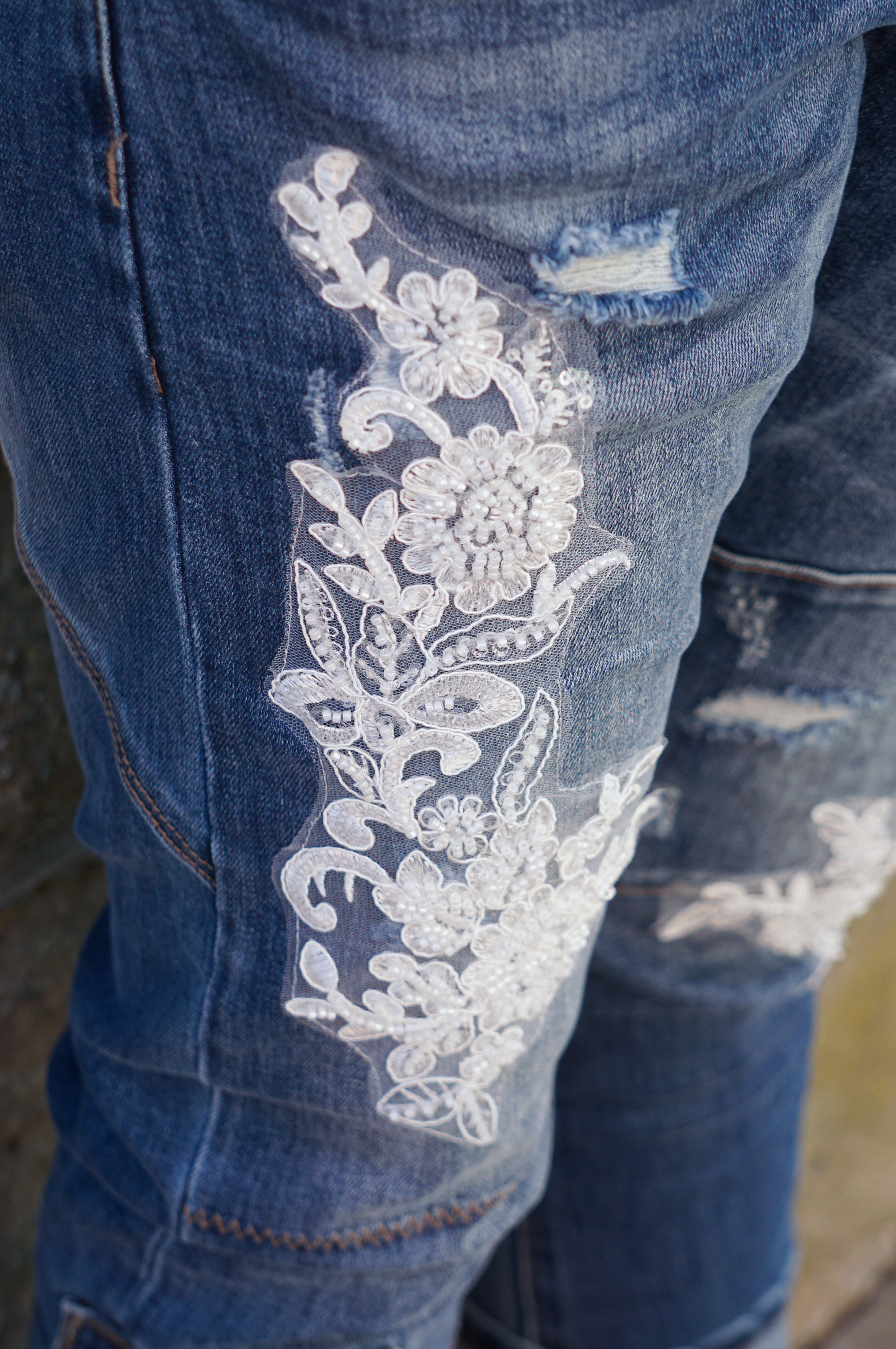 Sexy Woman Jeans „White Couture“, jeansblau