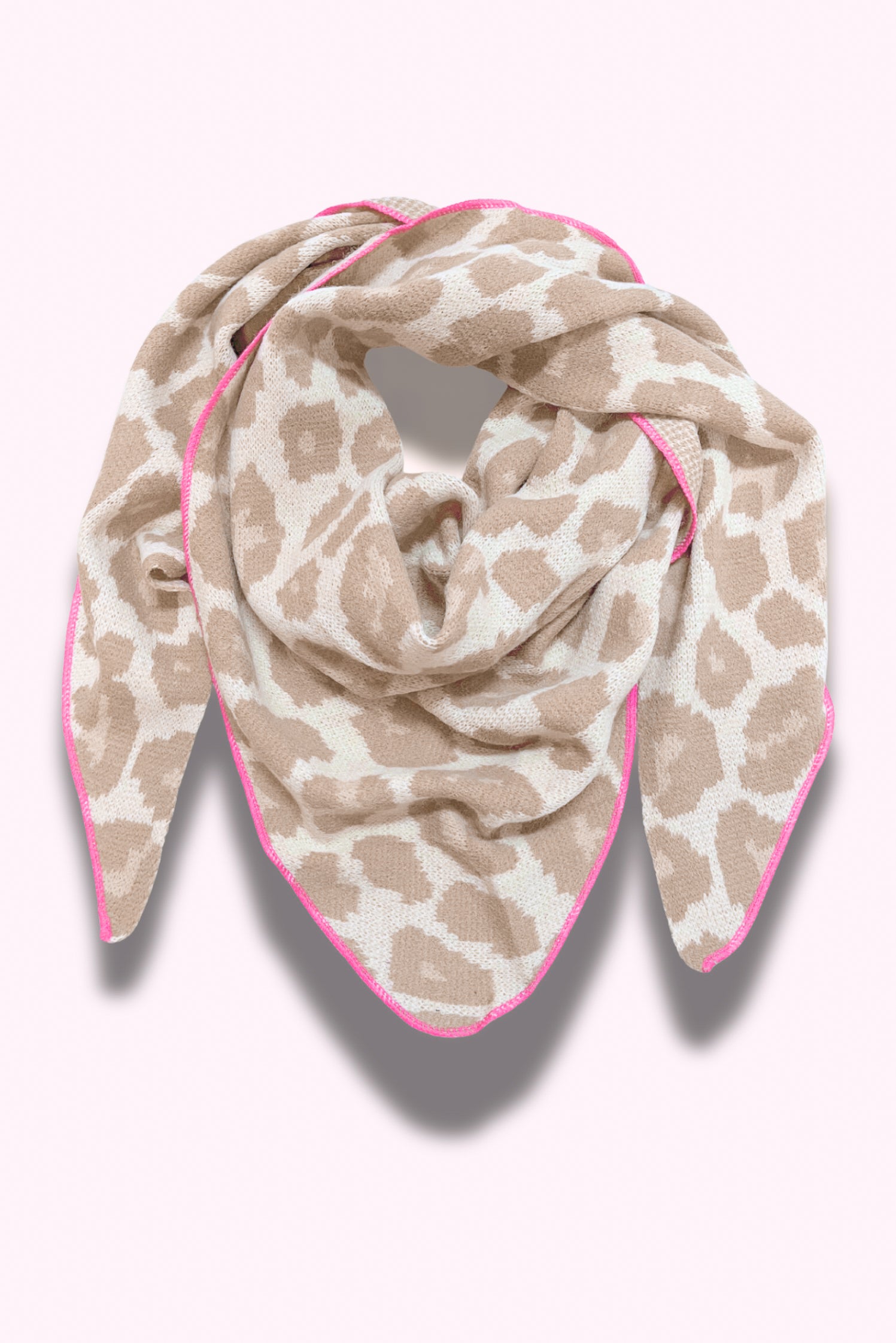 Dreiecksschal mit Leo Print, beige
