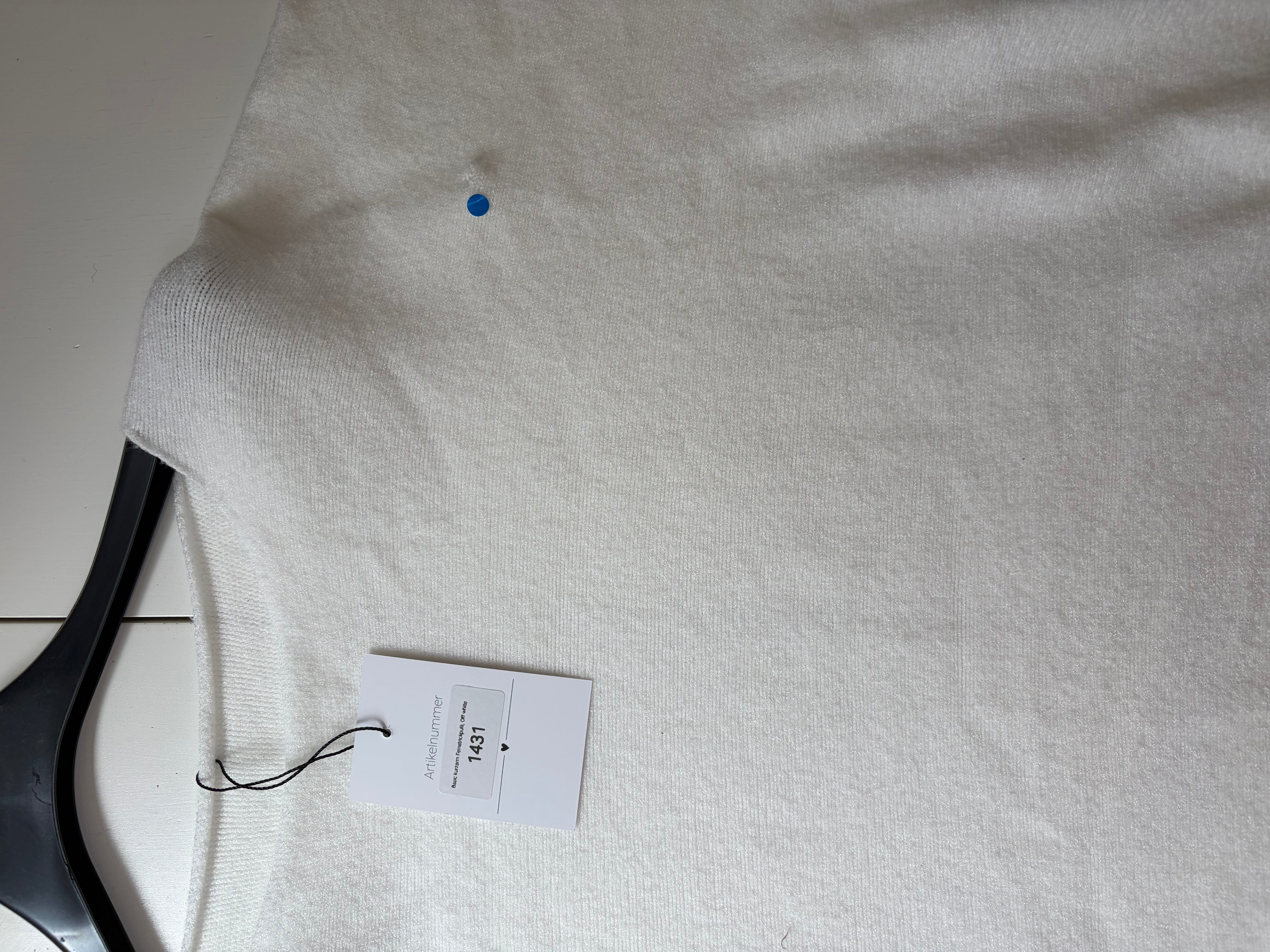 Zweite Wahl - Basic kurzarm Feinstrickpulli, Off white - Kein Umtausch