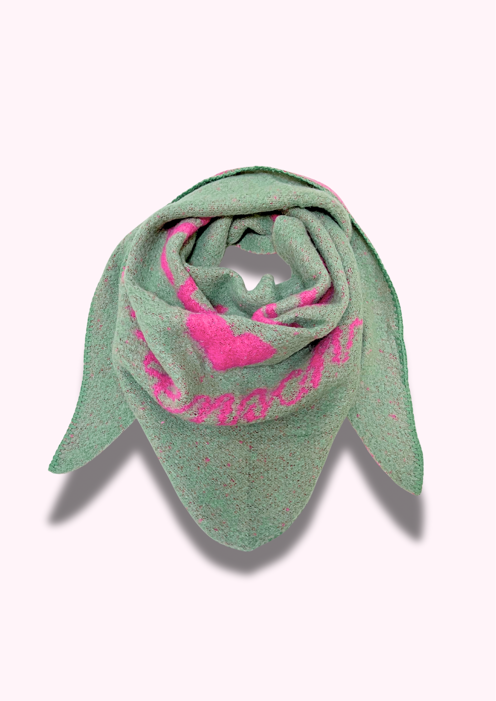 Dreiecksschal "Lieblingsmensch", grün/pink