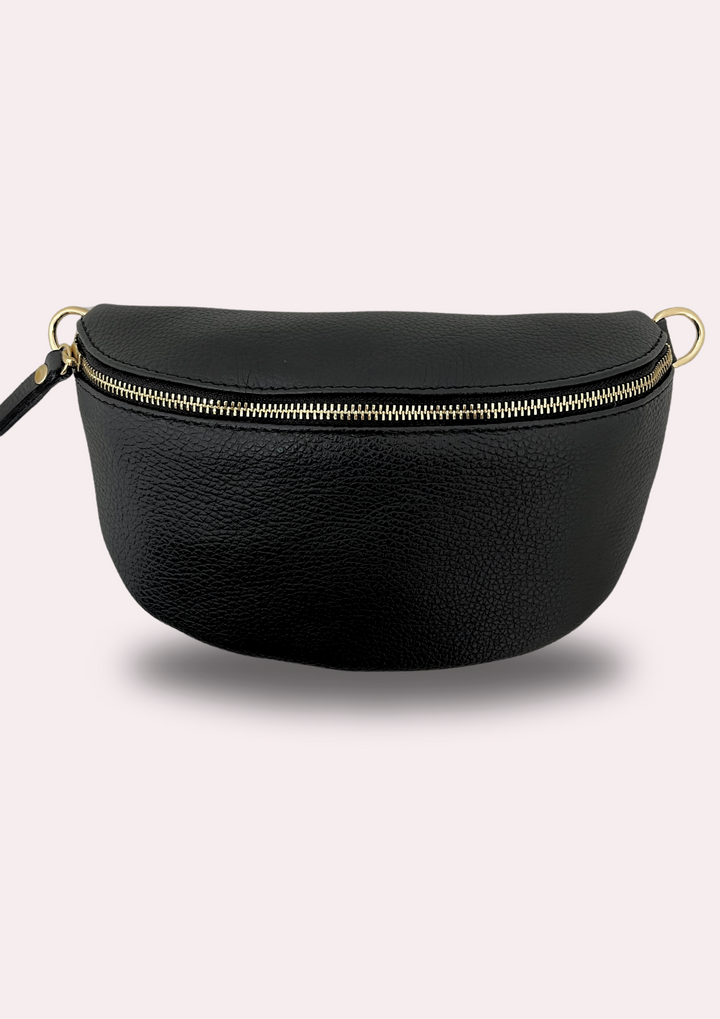 Leder Umhängetasche (schwarz/gold)