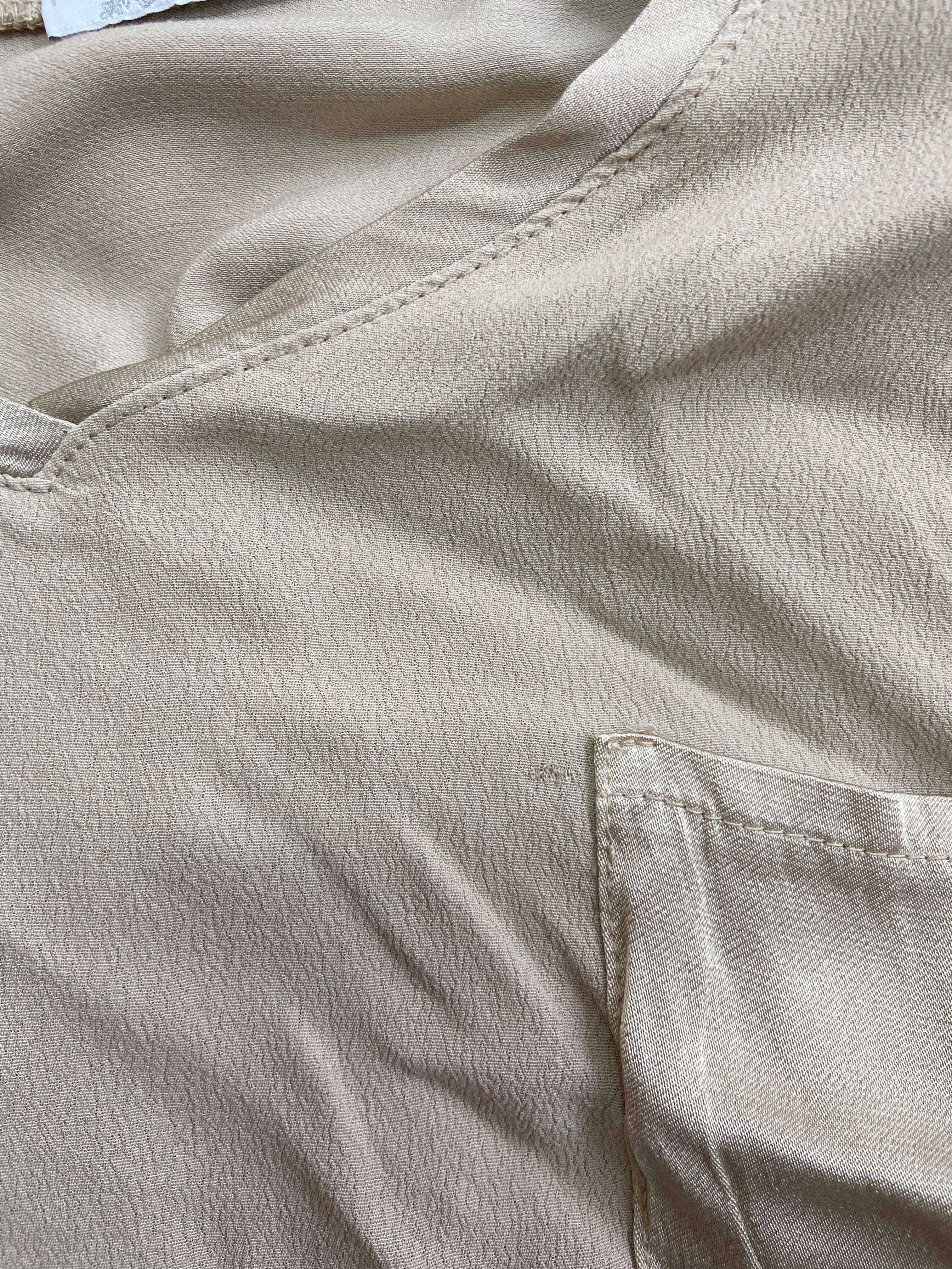 Zweite Wahl - T-Shirt mit Satin Details, beige - Vom Umtausch ausgeschlossen