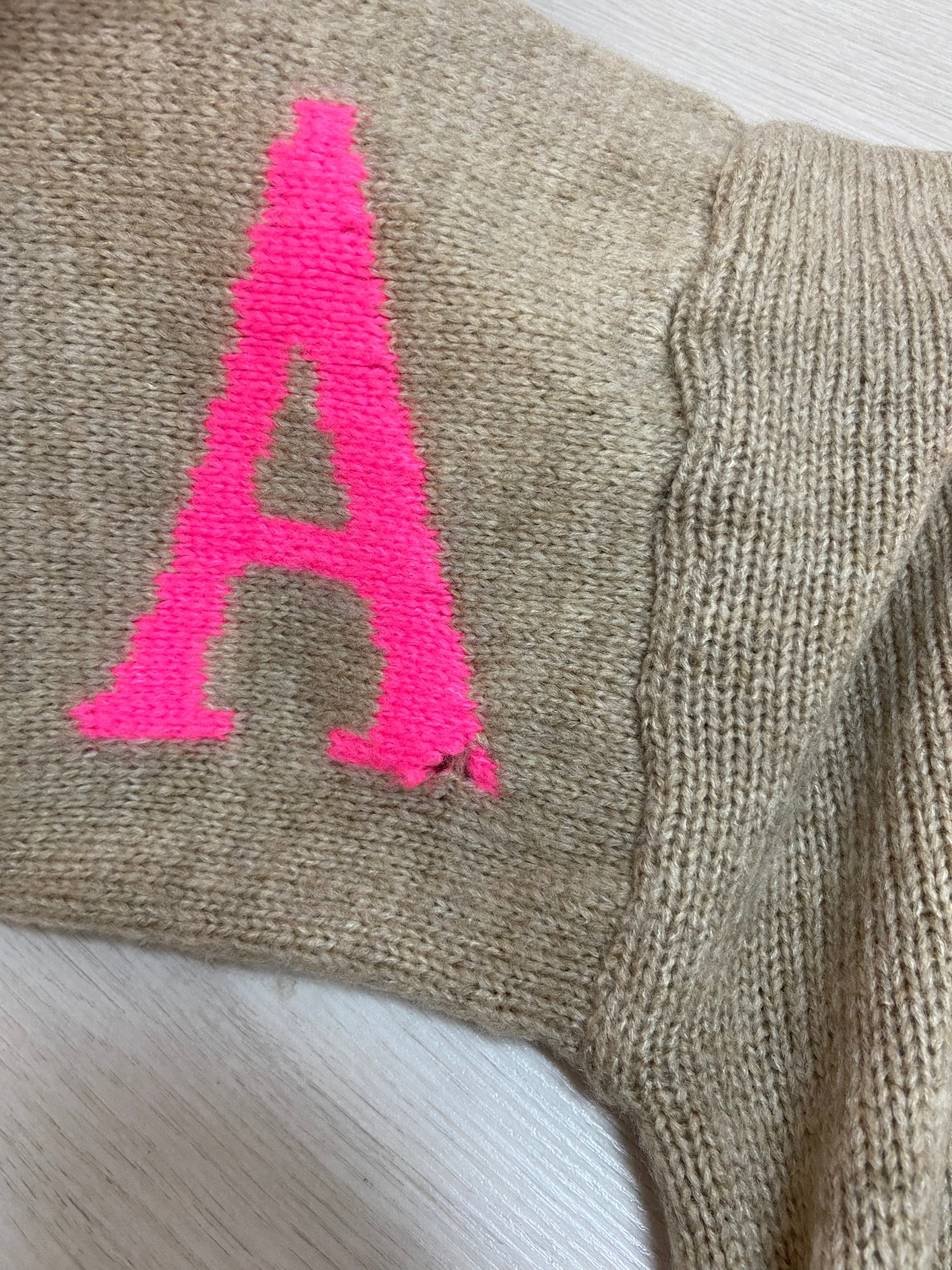 Zweite Wahl - Strickpulli "Namaste", beige/pink - Vom Umtausch ausgeschlossen