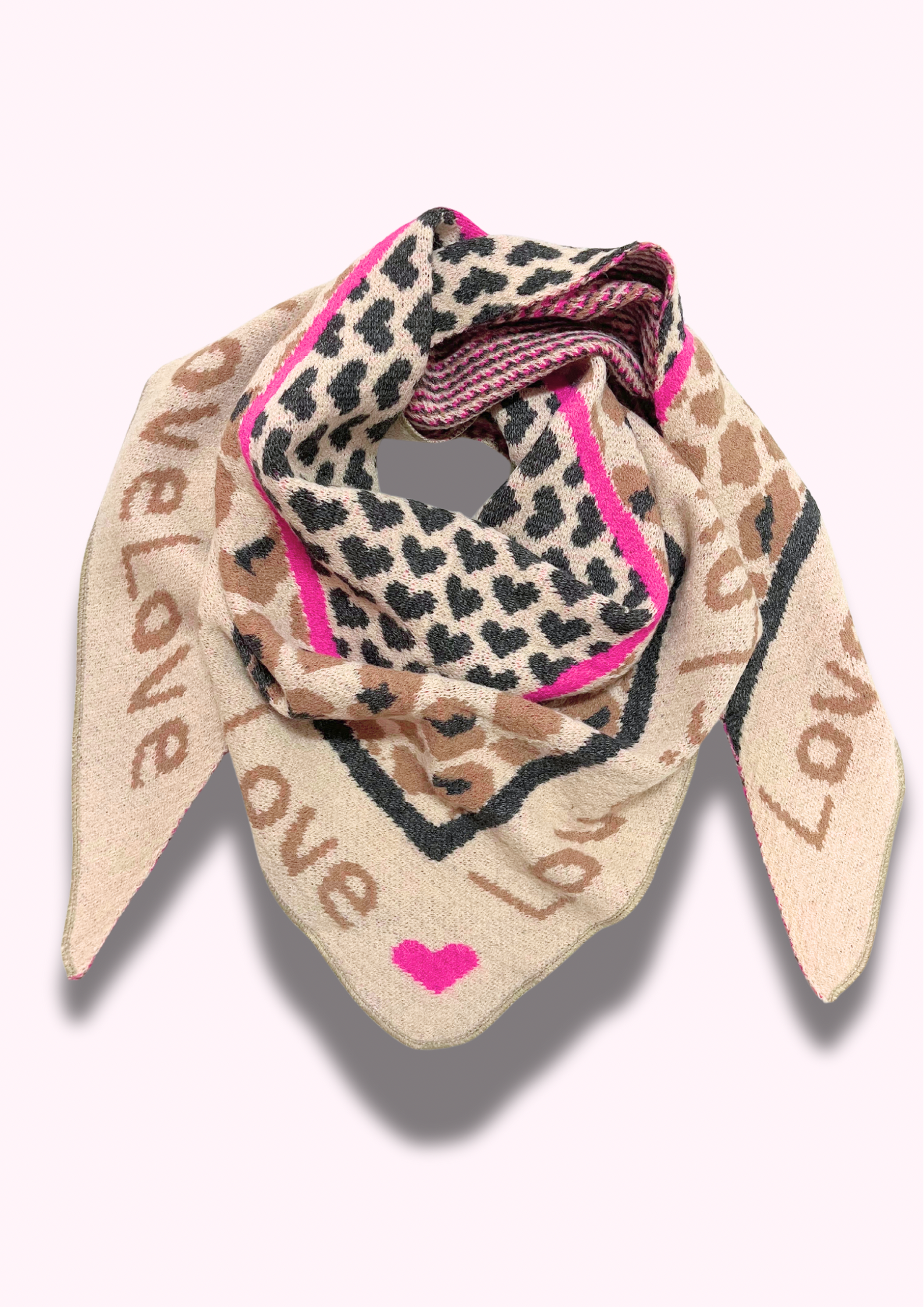 Dreiecksschal "Love is Love", beige/camel