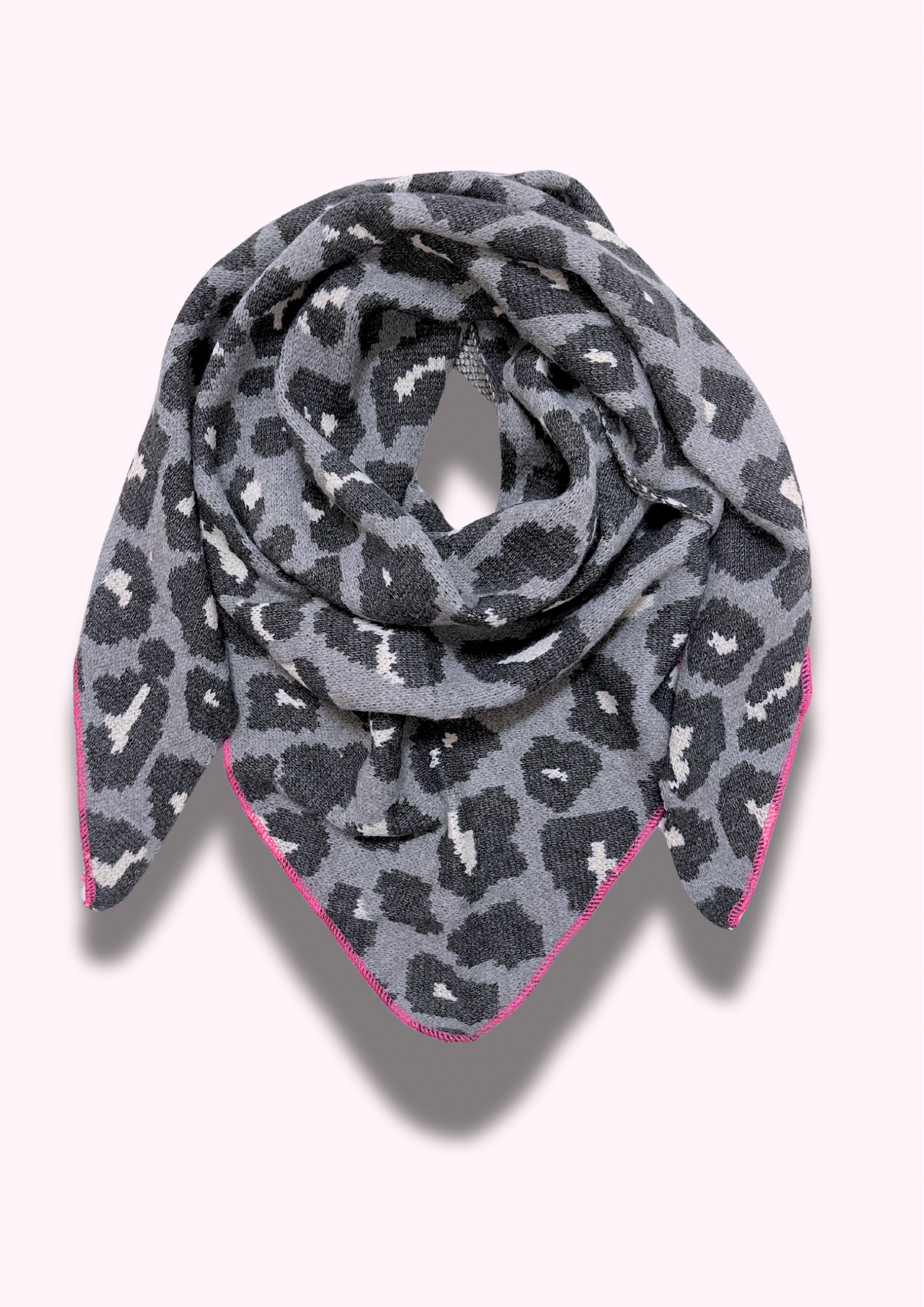 Dreiecksschal mit Leo Print, grau