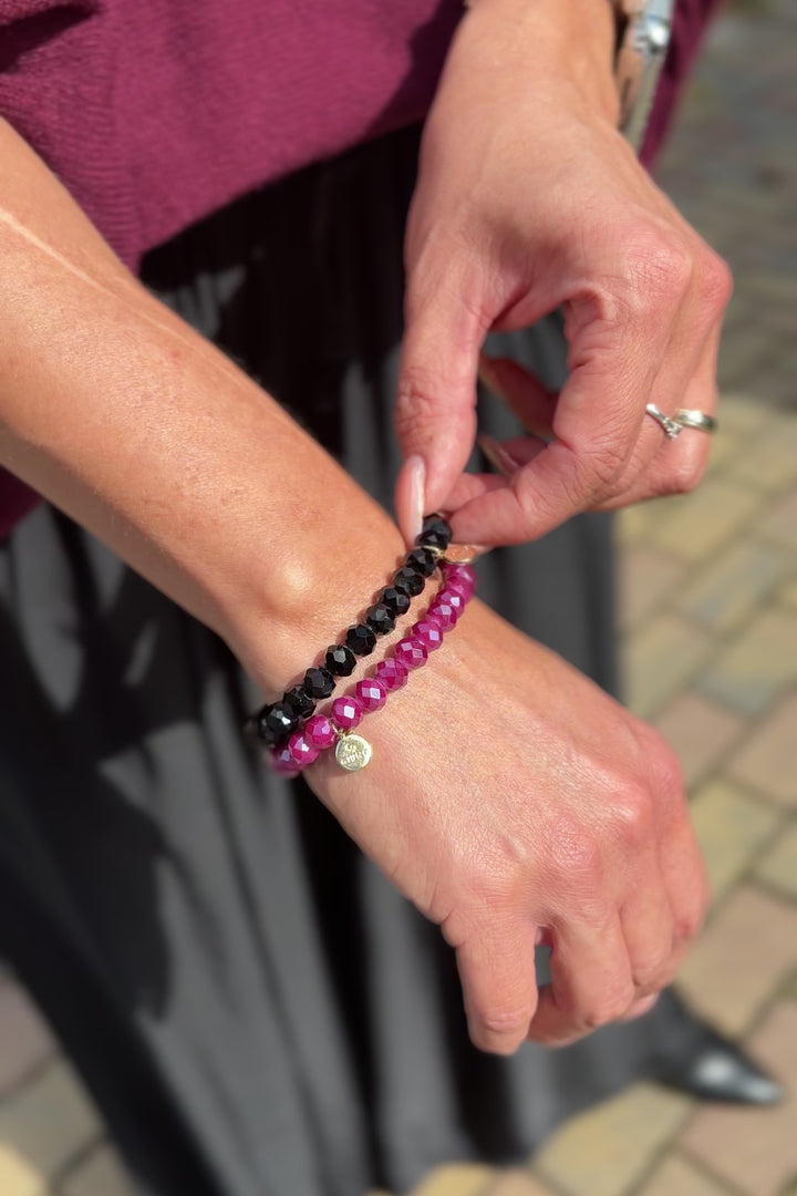 Perlenarmband, burgunder/pink