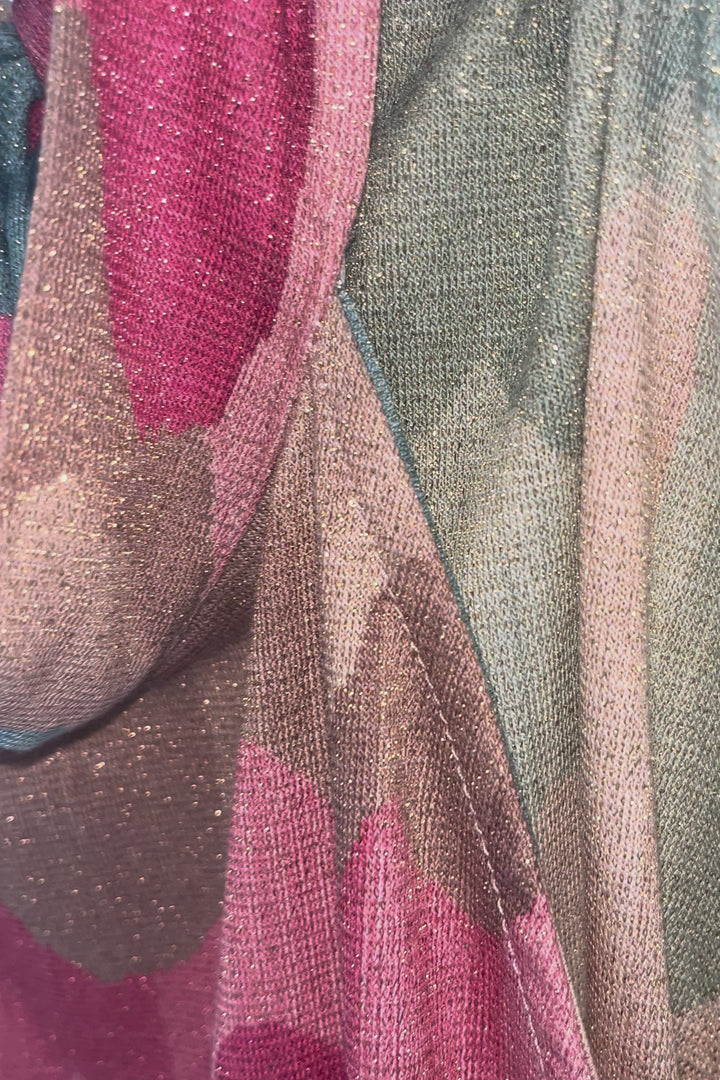 Neckholder-Top mit buntem Print &amp; goldenem Schimmer, mintgrün